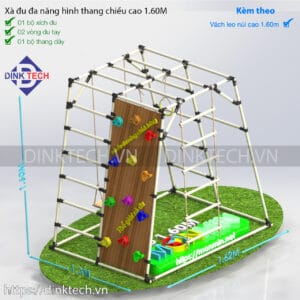 Cơ bản + vách leo núi - cao 1.6m - Xà đu đa năng hình thang