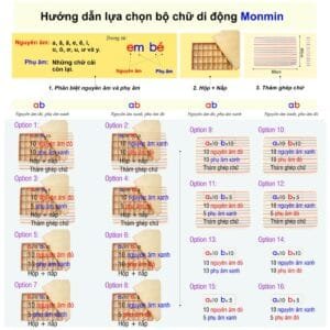 Chữ di động Tiếng Việt - Nét in thường - Học ghép chữ thành câu - Giáo cụ Montessori - Monmin
