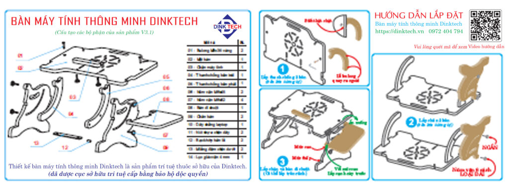 bàn máy tính thông minh Dinktech, nằm làm việc